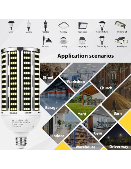 Paquete de 4 Bombillas LED de Maíz YANYCN 120W Luz Diurna 5000K