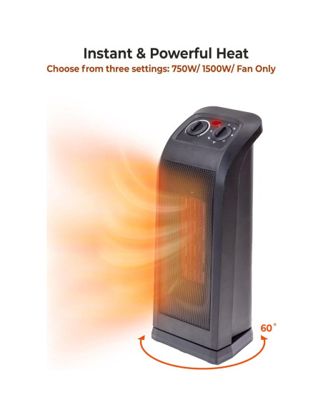 Calentador de Espacio Torre Comfort Zone 1500W Oscilante PTC