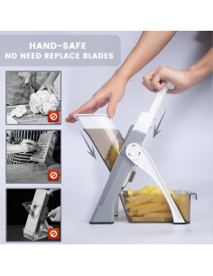 Cortador de Alimentos Mandolina SupMaKin Azul y Gris Ajustable 2