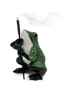 Soporte de Incienso Rana Cerámica Verde Oscuro 5.08 cm
