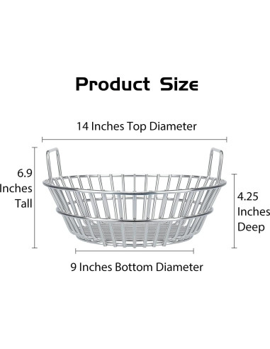 Cesta de Carbón Big Green Egg 34.8 cm Acero Inoxidable