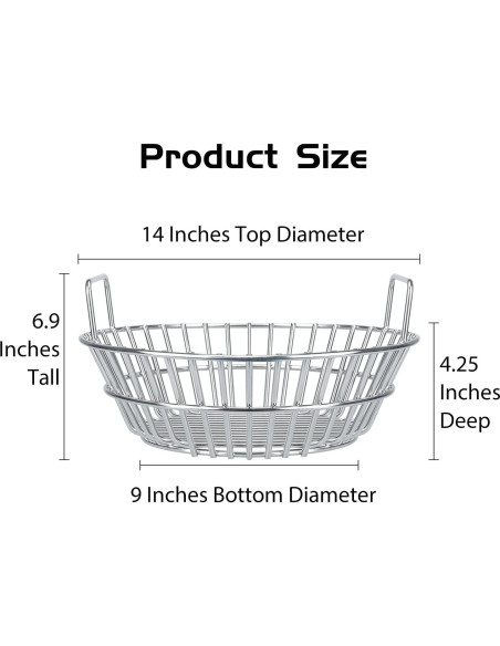Cesta de Carbón Big Green Egg 34.8 cm Acero Inoxidable