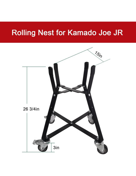 Carro Rodante Kamado Joe Junior 34.3 cm Quantfire Negro
