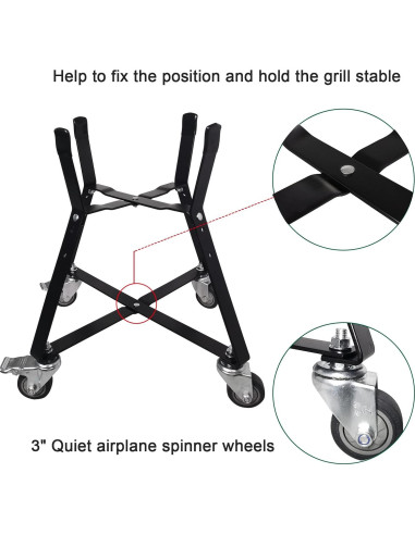 Carro Rodante Kamado Joe Junior 34.3 cm Quantfire Negro