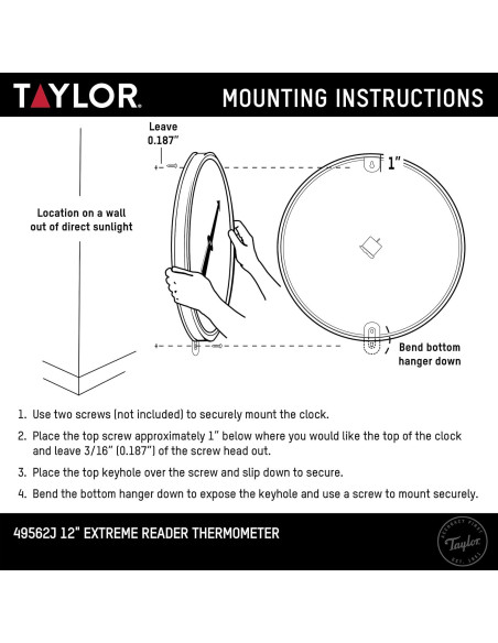 Termómetro de Pared Taylor 30.48 cm Blanco para Interior y Exterior