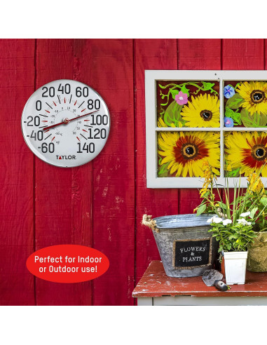 Termómetro de Pared Taylor 30.48 cm Blanco para Interior y Exterior