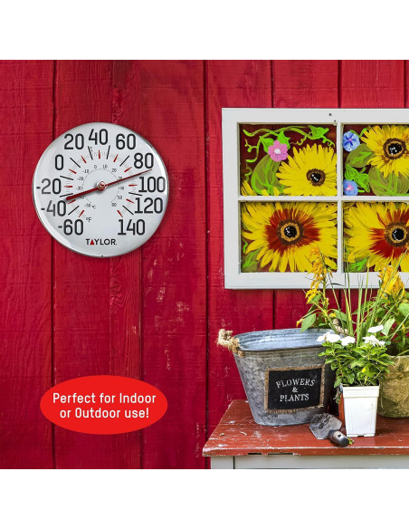 Termómetro de Pared Taylor 30.48 cm Blanco para Interior y Exterior
