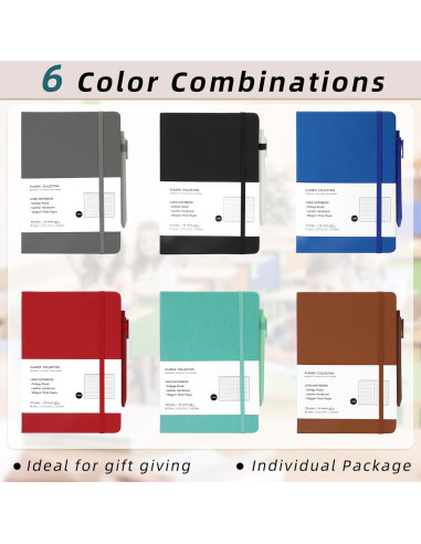 Coopay 12 Cuadernos A5 Tapa Dura con Bolígrafos Multicolor