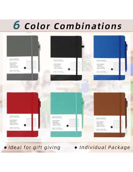 Coopay 12 Cuadernos A5 Tapa Dura con Bolígrafos Multicolor