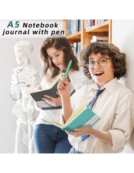 Coopay 12 Cuadernos A5 Tapa Dura con Bolígrafos Multicolor