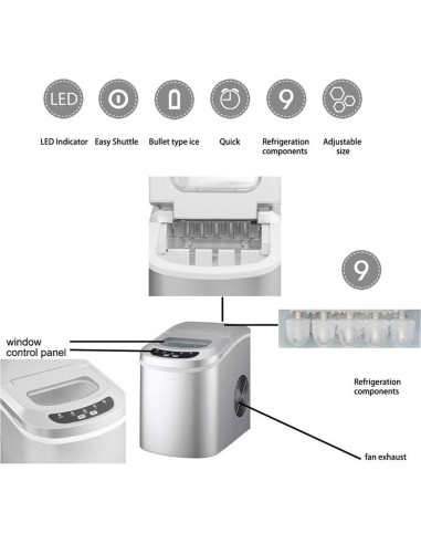 Máquina de Hielo Portátil SMETA Mini Encimera 11.79 kg/día