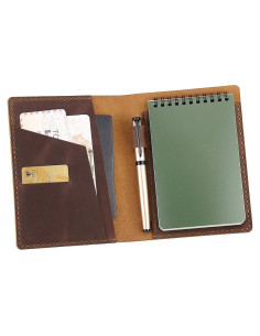 Cubierta de cuero Fasjosma para cuadernos 4x6 - Marrón