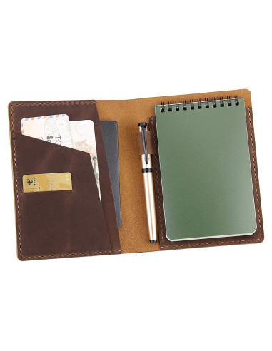 Cubierta de cuero Fasjosma para cuadernos 4x6 - Marrón