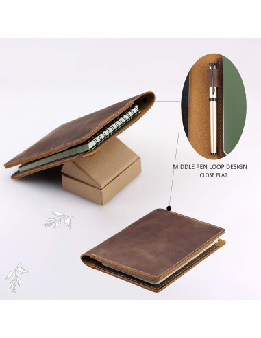 Cubierta de cuero Fasjosma para cuadernos 4x6 - Marrón