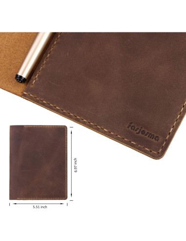 Cubierta de cuero Fasjosma para cuadernos 4x6 - Marrón
