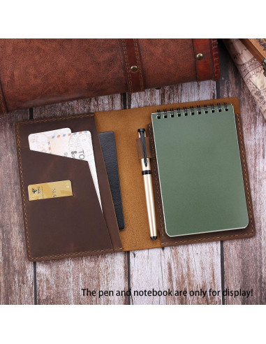 Cubierta de cuero Fasjosma para cuadernos 4x6 - Marrón