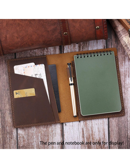 Cubierta de cuero Fasjosma para cuadernos 4x6 - Marrón