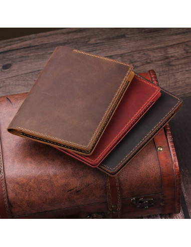 Cubierta de cuero Fasjosma para cuadernos 4x6 - Marrón