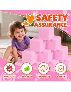 Paquete de 24 Cubos de Espuma Suave COZYTRAUM Rosa Claro 13 cm 2
