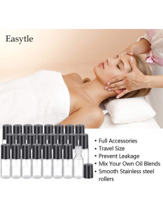 Easytle 96 Botellas de Vidrio con Rodillo 5ml y Accesorios 2