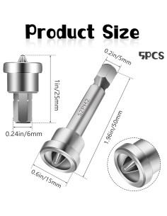 Juego de 5 Puntas de Destornillador Magnéticas EupHHonycs 50mm 25mm 2