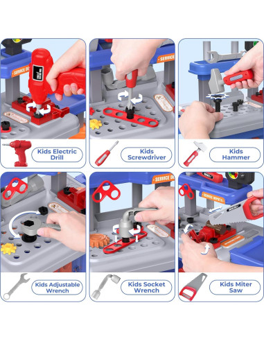 Banco de herramientas 3 en 1 FunMission para niños + taladro