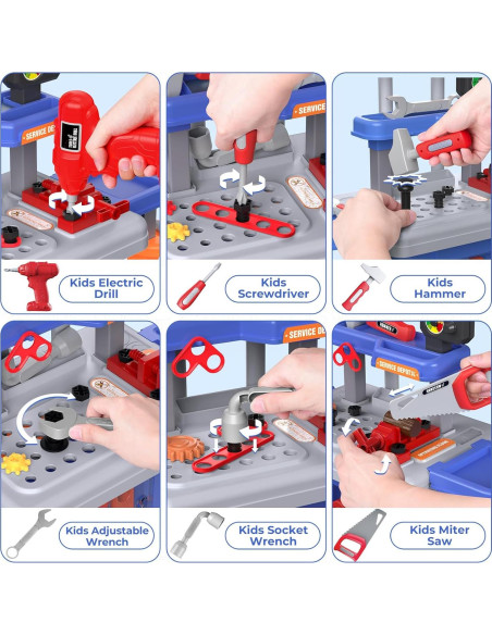 Banco de herramientas 3 en 1 FunMission para niños + taladro