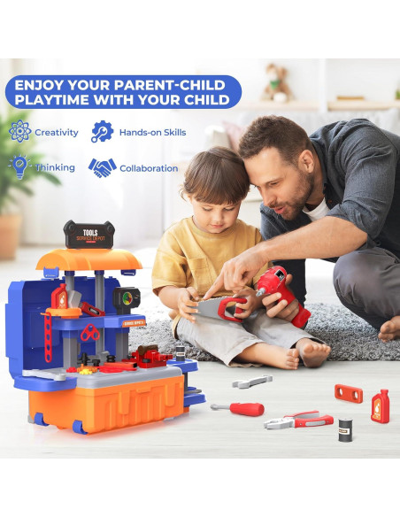 Banco de herramientas 3 en 1 FunMission para niños + taladro