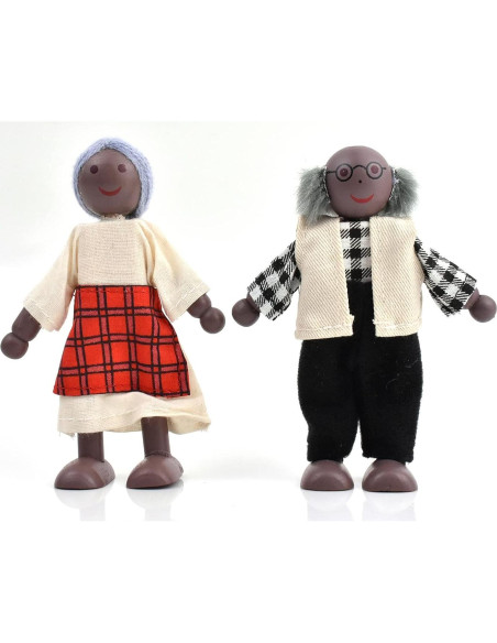 Figuras de Familia de Madera Jzszera con 2 Mascotas - 7 Piezas Figuras de Familia de Madera Jzszera con 2 Mascotas - 7 Piezas