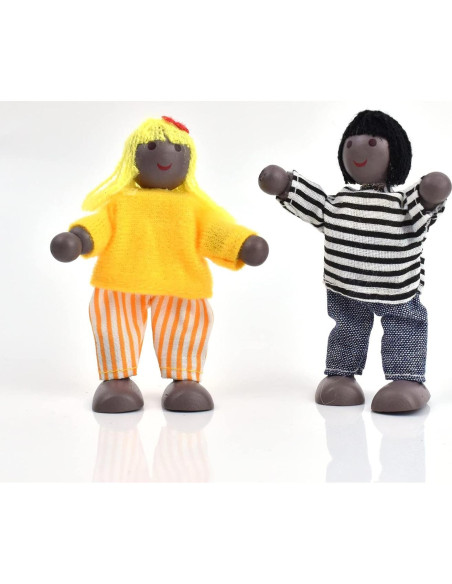 Figuras de Familia de Madera Jzszera con 2 Mascotas - 7 Piezas Figuras de Familia de Madera Jzszera con 2 Mascotas - 7 Piezas