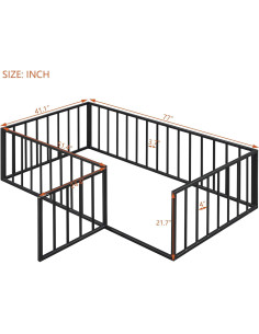 Cama de Piso Twin Bellemave con Barandillas y Puerta Negra 2