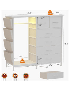 Cómoda WODRAWER de 6 Cajones con Estación de Carga y LED 2