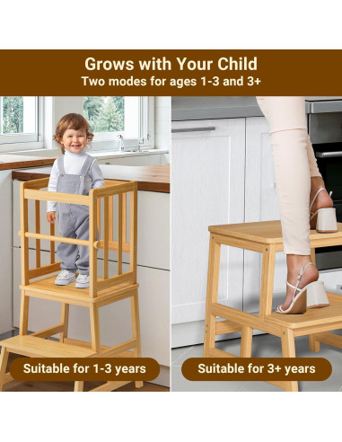 Escalera de Cocina COSYLAND para Niños - Torre de Aprendizaje Natural