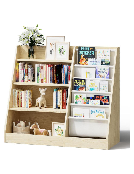 Estante de Libros para Niños HedoAjim 4 Niveles Burlywood