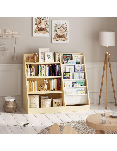 Estante de Libros para Niños HedoAjim 4 Niveles Burlywood