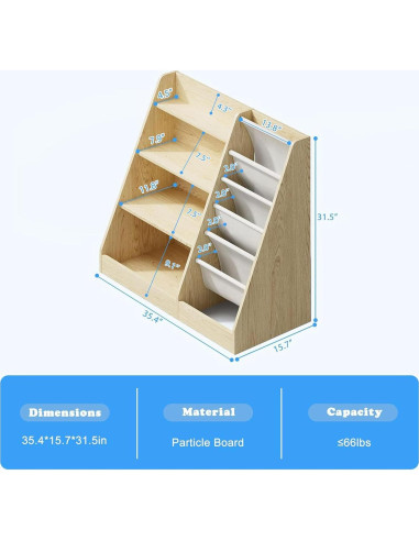 Estante de Libros para Niños HedoAjim 4 Niveles Burlywood