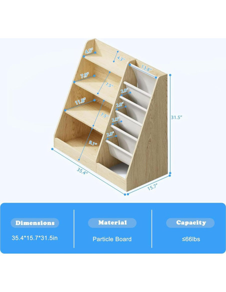 Estante de Libros para Niños HedoAjim 4 Niveles Burlywood