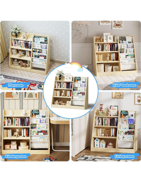 Estante de Libros para Niños HedoAjim 4 Niveles Burlywood