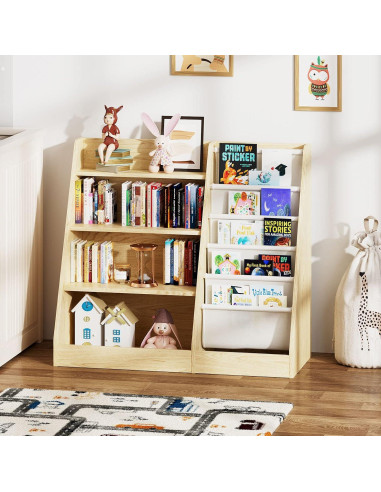 Estante de Libros para Niños HedoAjim 4 Niveles Burlywood