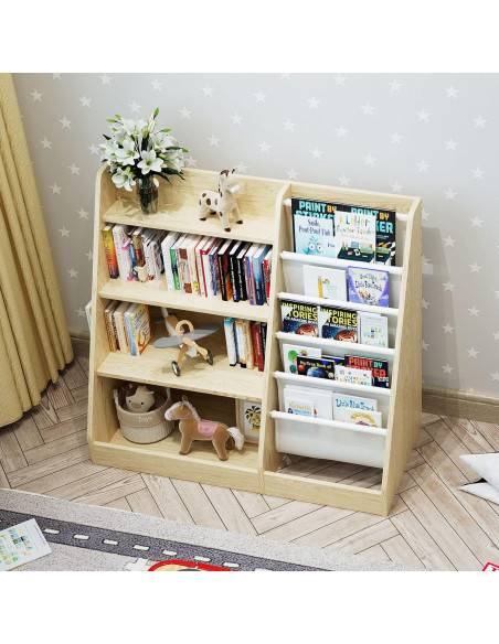 Estante de Libros para Niños HedoAjim 4 Niveles Burlywood
