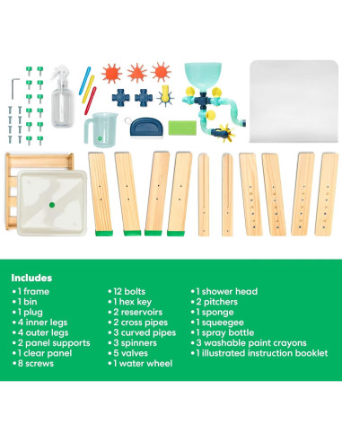 Mesa Sensorial de Agua y Arena KiwiCo - 26 Piezas para Niños 3+ Años