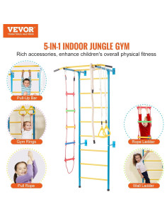 Gimnasio Interior VEVOR 5-en-1 para Niños, Escalera y Anillos 2