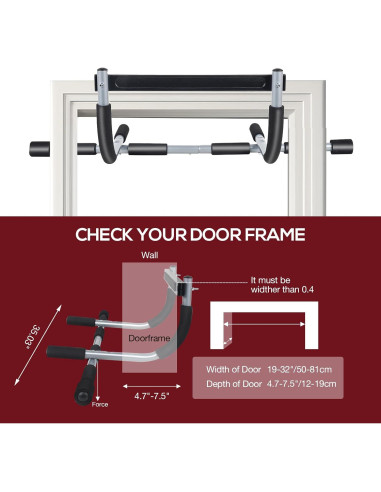 Barra de Dominadas GYE Ajustable para Puerta - 200 kg