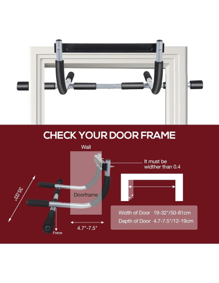 Barra de Dominadas GYE Ajustable para Puerta - 200 kg