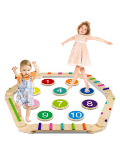 Viga de Equilibrio de Madera HAFTKD para Niños - 8 Conectores