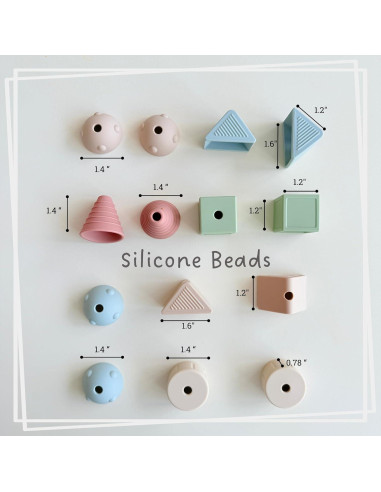 Juguete de Enhebrar Montessori AliOli - 14 Bolas de Silicona