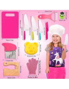 Juego de cuchillos seguros para niños FUNCREVITY con delantal 2