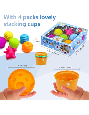 Bolas Sensoriales ROHSCE para Bebés - Juguetes Multicolor 6 Piezas