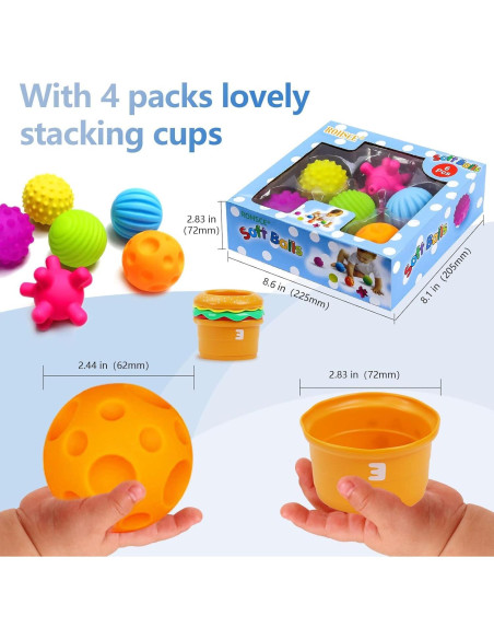 Bolas Sensoriales ROHSCE para Bebés - Juguetes Multicolor 6 Piezas