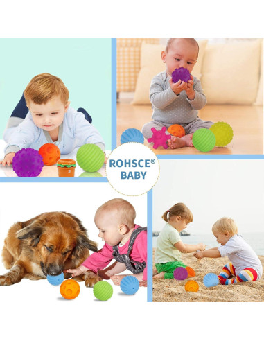 Bolas Sensoriales ROHSCE para Bebés - Juguetes Multicolor 6 Piezas